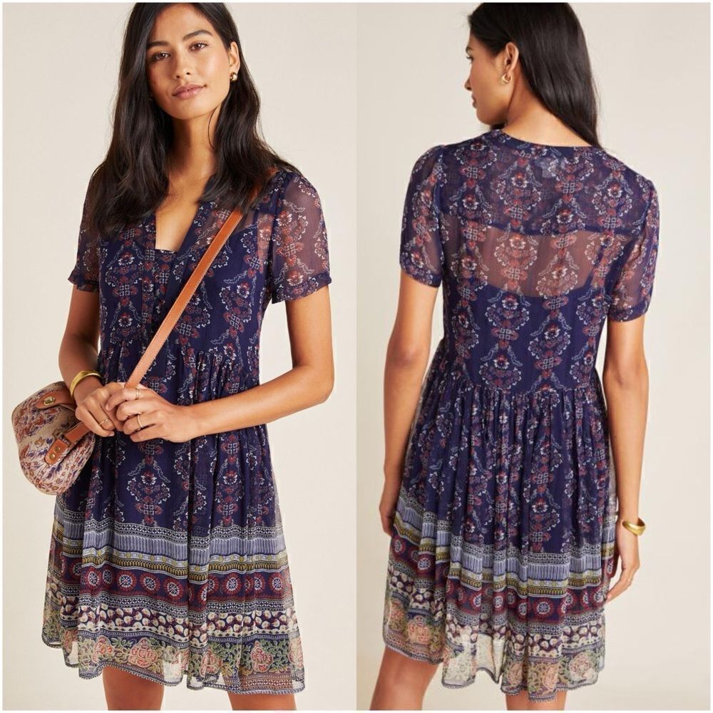 Anthropologie Maeve Adrian Sheer Tunic Dress Small